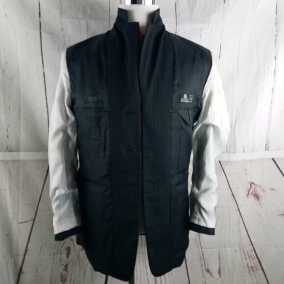 Apt. 9 Wool Blend 38R 3 Button Black Pinstripe Suit Blazer Jacket - Picture 12 of 13